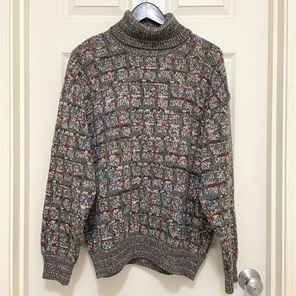 Missoni Sport Knit Turtleneck Sweater Wool Alpaca Blend Multicolor Italy Made L‎